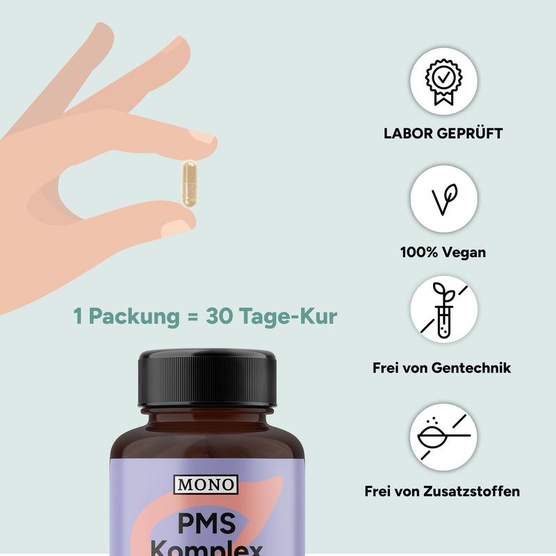 [Australia] - MONO PMS complex high dose - 90 vegan capsules - PMS help - with chasteberry, inositol and carnitine - nutritional supplement - treat PMS naturally - high bioavailability - laboratory tested 90 pieces (pack of 1) 