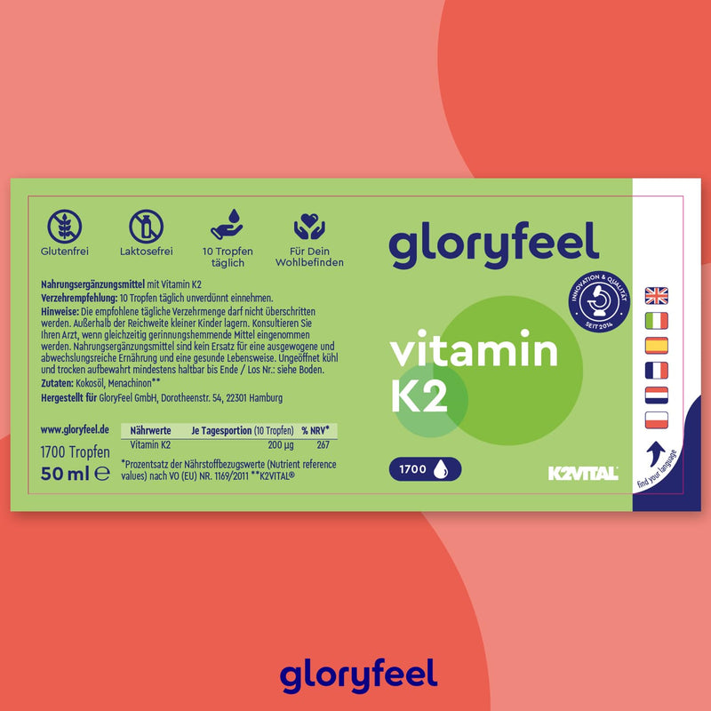 [Australia] - Vitamin K2 drops - 200µg (50ml) MK7 K2VITAL® - All-Trans content 99.7+% - Vegan, laboratory tested, made in Germany without additives 