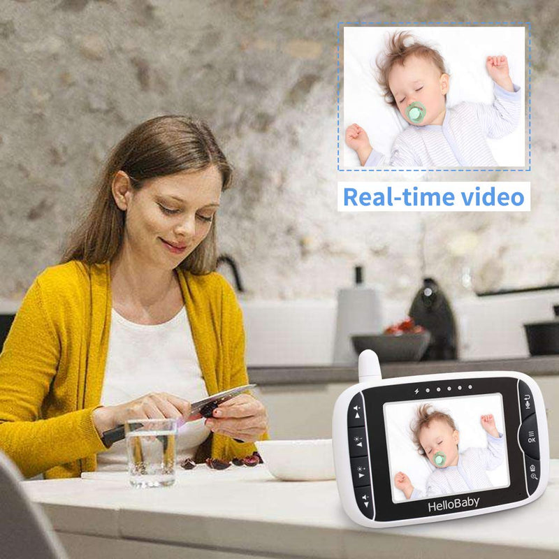 [Australia] - HelloBaby Video Baby Monitor with Remote Camera Pan-Tilt-Zoom, 3.2'' Color LCD Screen, Infrared Night Vision, Temperature Display, Lullaby, Two Way Audio 3.2 inches 