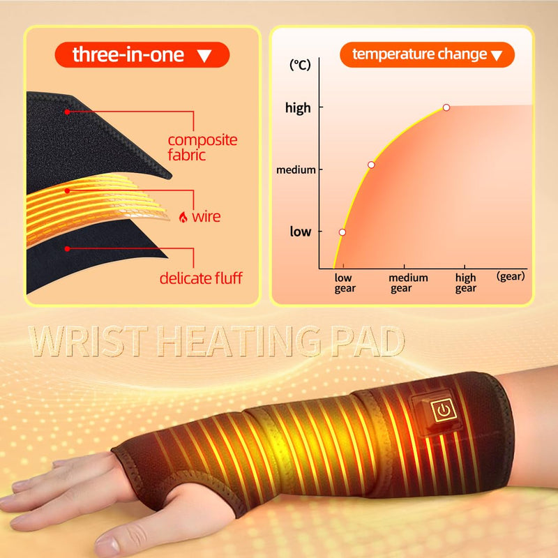 Cordless Wrist Hand Heating Pad Massage for Pain Relief Carpal Tunnel | Hand Arthritis,Wrist Pain Relief,3000mAh Rechargeable Heated Wrist Wrap for Daily Comfort