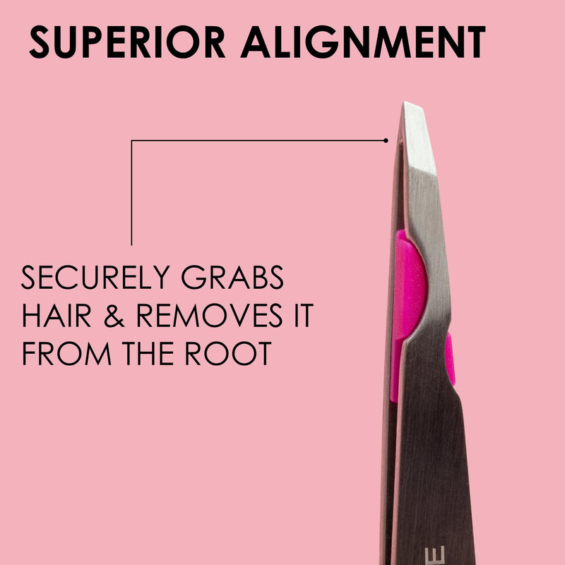 Japonesque Smart Guide Slant Tweezers – Precision Eyebrow Plucking Tool with Slant Tip, Stainless Steel Hair Removal