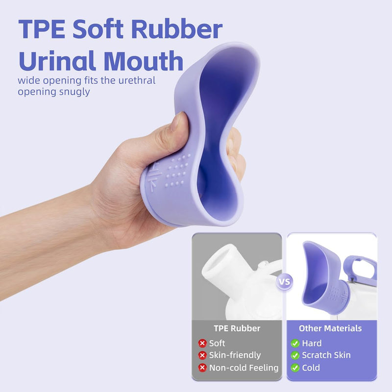 [Australia] - Female Urinal - Ergonomic Spill Proof Travel Pee Container with Hose for Women, 24 Oz Bed Pans for Elderly Females, Portable External Urine Collection Device Mobility & Daily Living Aids Female 