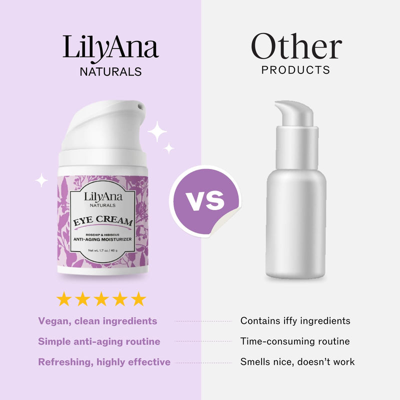 [Australia] - LilyAna Naturals Eye Cream for Dark Circles and Puffiness, Under Eye Cream for Wrinkles and Bags, Anti Aging Eye Cream helps Improve Dryness; for Sensitive Skin - 1.7 oz - Made in USA Bottle 1.7 Ounce (Pack of 1) 