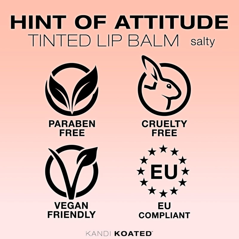 Kandi Koated Hint of Attitude [Salty] Tinted Lip Balm by Kandi Burruss | Sheer Tinted Balm, Moisturizing Chapstick with Vitamins, Paraben-Free, Cruelty-Free Formula | Beauty & Makeup Salty - A Coral Peach