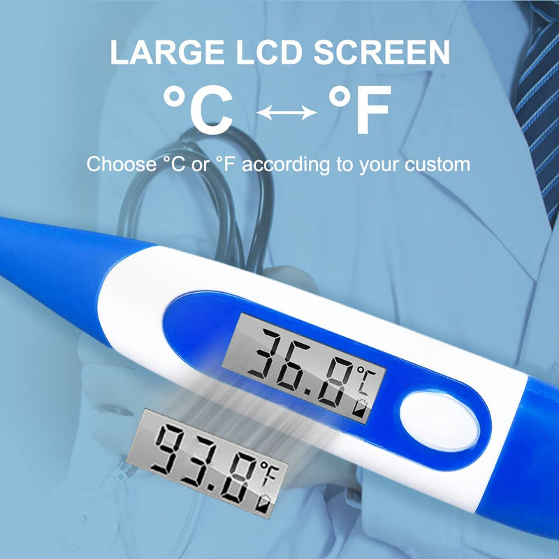 [Australia] - Berrcom Digital Thermometer for Adults, Oral and Underarm Thermometer for Baby and Kids Medical Thermometer with Fever Alarm Rectal Thermometer with Soft Tips DT-008 