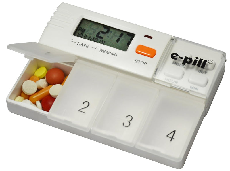 e-Pill 4 Times a Day x 7 Day Large Weekly Pill Organizer, Vitamin and Medicine Pillbox - with Reminder
