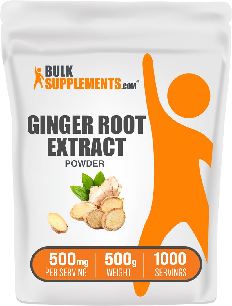 BulkSupplements.com Ginger Root Extract Powder - Ginger Supplement, Ginger Root Powder - Herbal Supplement, Gluten Free, 500mg per Serving, 500g (1.1 lbs) (Pack of 1) 1.1 Pound (Pack of 1)