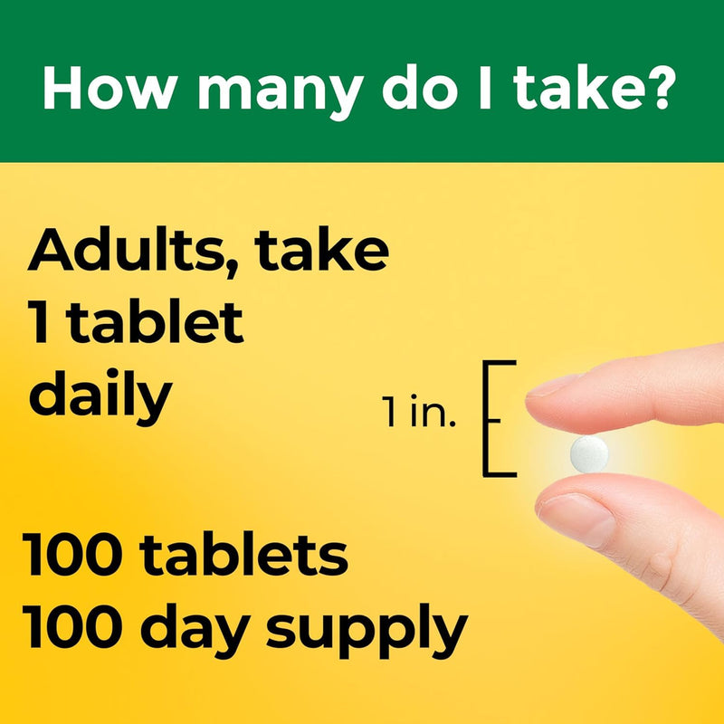 Vitamin D3, 100 Tablets, Vitamin D 2000 IU (50 mcg) Helps Support Immune Health, Strong Bones and Teeth, & Muscle Function, 250% of the Daily Value for Vitamin D in Only One Daily Tablet