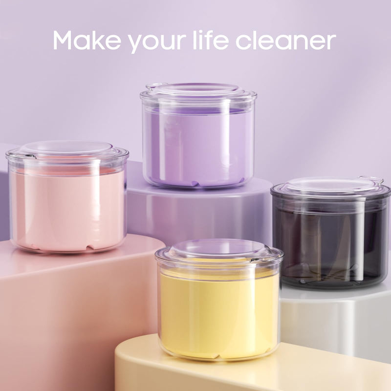 Denture Case, Denture Bath Cup with Brush, Denture Container Cups for Soaking Dentures, Retainers, Mouth Guard Storage Case, Denture Cleaning Holder Box - Black