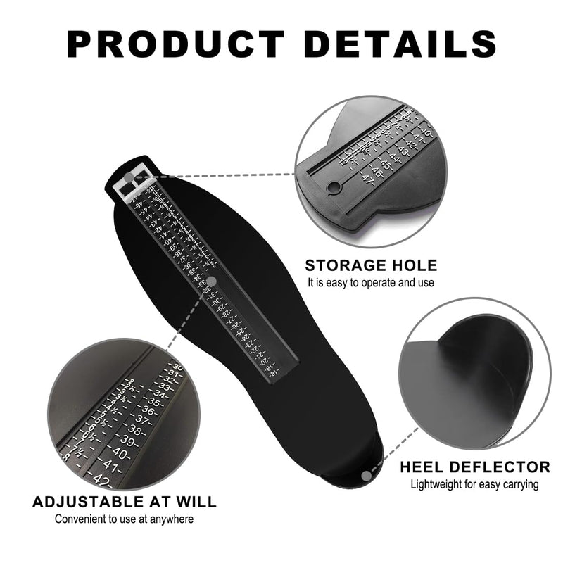 [Australia] - Aililong Shoe Sizer Foot Measuring Device Children's Shoe Measuring Device - Suitable for Children and Adults - Foot Measuring Device for Children Shoe Measuring Device (Black) 