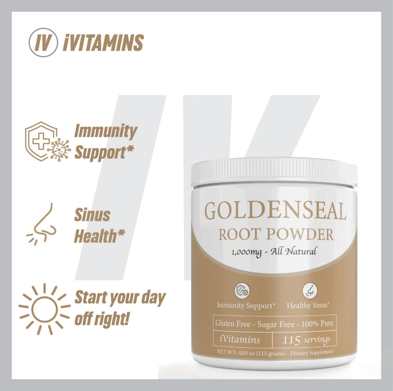 [Australia] - Goldenseal Powder - Goldenseal - Echinacea Goldenseal - Goldenseal Root - Goldenseal Root Powder - Goldenseal Powder for Sinuses - 1,000mg per Serving - 115 Servings 