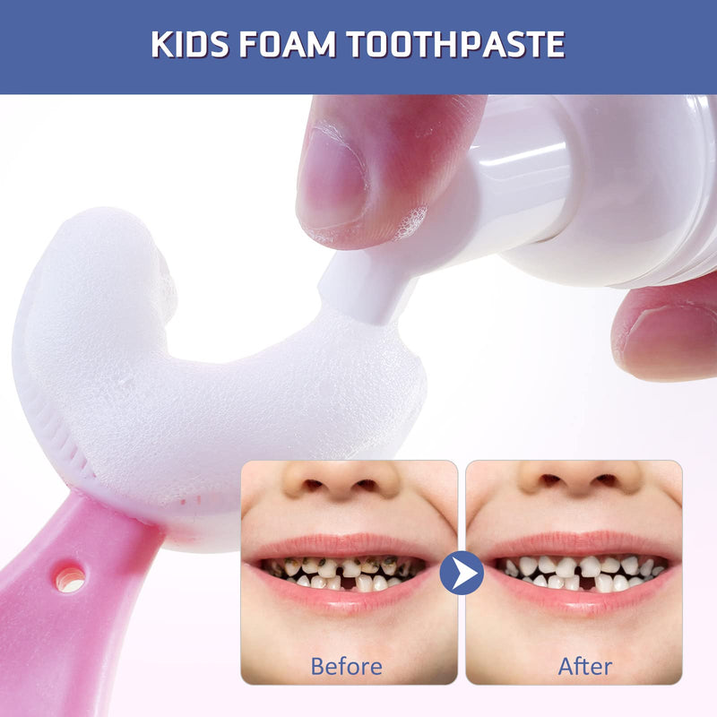 [Australia] - Foam Toothpaste Kids 2PCS, Toddler Toothpaste Cavity Protection, Clean and Whitening, 360ºCare, Portable, Kids Foam Toothpaste with Fluoride for Electric & U-Shape Toothbrushes (Blueberry) Blueberry 