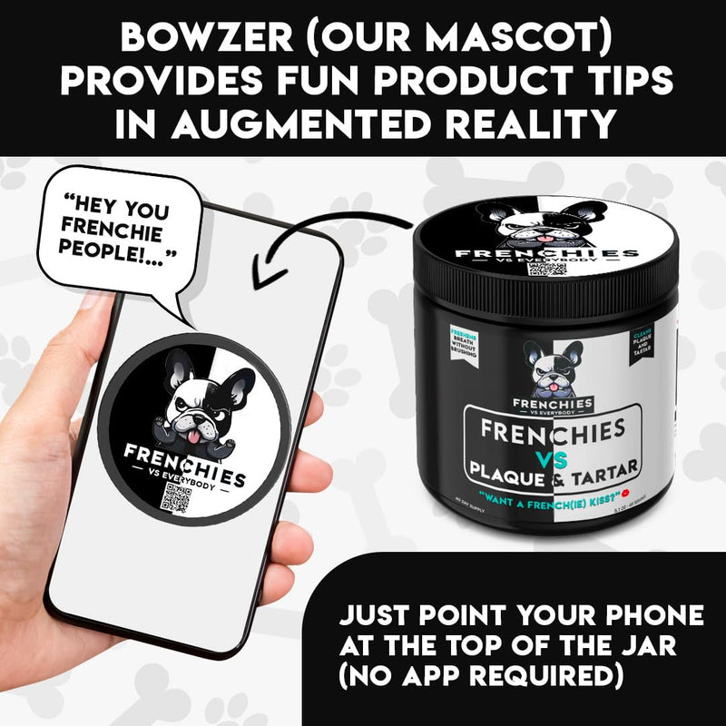 French Bulldog Optimized Dog Teeth Cleaning Powder Plaque Remover & Tartar Control - Dog Breath Freshener Strong Teeth & Gums - Dog Dental Powder Easy Teeth Cleaning - Herbal Blend - USA (60 Scoops) - PawsPlanet Australia