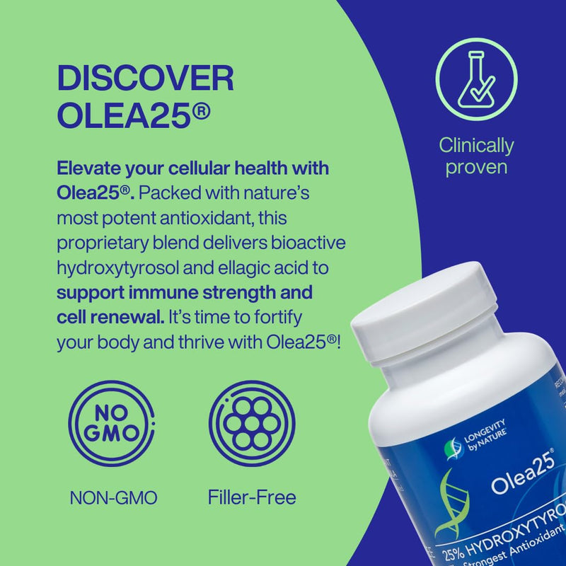 [Australia] - Olive Leaf Extract Capsules, Olea25 Hydroxytyrosol Supplement, Organic Antioxidant Support, 30 Capsules, Heart and Immune Health 