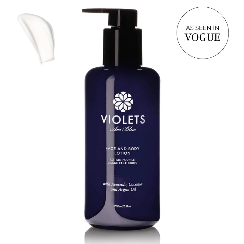 Violets are Blue® Hydrating Face & Body Lotion with Argan, Avocado, Castor & Lavender Oil – Natural Moisturizer for Dry, Sensitive Skin – Vitamin A, D & E Rich – Non-Greasy, Plant-Based Skincare 6.8oz