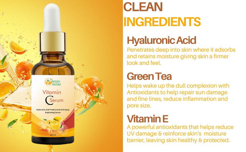Herbs Botanica Vitamin C Serum For Face with Hyaluronic For Anti Aging Hydrating & Serum for Dark Spots, Fine Lines, Includes Vitamin E, Organic Aloe Vera and Jojoba Oil 1 fl oz Vitamin C Serum with Hyaluronic Acid