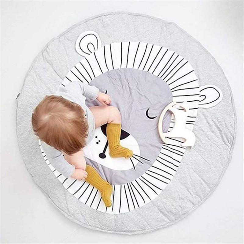 [Australia] - ABREEZE Cute Lion Shaped Rug Kids Nursery Rug Play Mat Round Carpet Cartoon Lion Design Home Room Decor Crawling Area Rug Washable Animal Rug 35X37 inches 