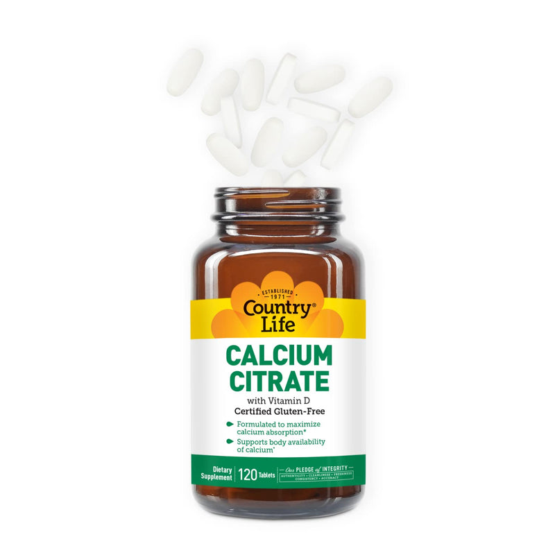 Country Life Calcium Citrate with Vitamin D – 500mg – Highly Absorbable Calcium Supplement – Certified Gluten Free, Vegan, Halal, Non-GMO – 120 Tablets (Pack of 2) 120 Count (Pack of 2)