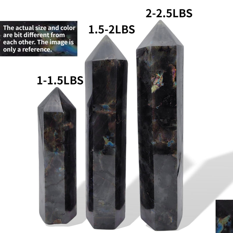 Labradorite Crystal Tower 6 Faceted Healing Crystal Point Wand 1-1.5 Lbs Quartz Tower Large for Meditation Reiki Collection Labradorite 1.0-1.5 Pound