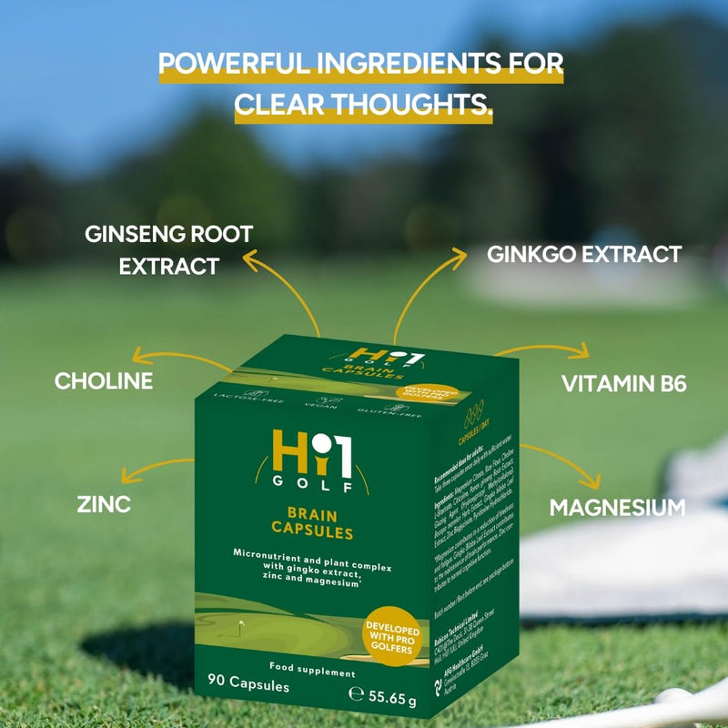 Hi1 GOLF Brain Boost – Advanced Golf Supplement, Supports Concentration & Mental Clarity for On-Course Performance & Precision with Ginkgo Biloba Extract, Ginseng Root & Magnesium – 90 Capsules
