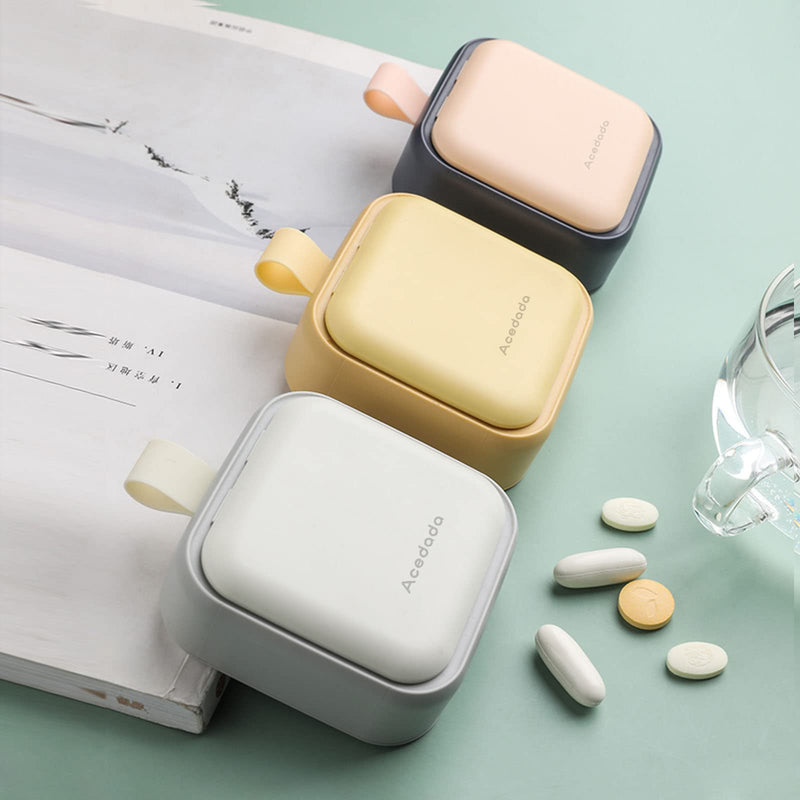 Acedada Small Pill Case, Cute Pill Box, Travel Daily Pill Organizer, Yellow | Portable Daily Pill Vitamin Container for Purse Pocket, Compact Medicine Holder for Medications, Fish Oils, Supplements