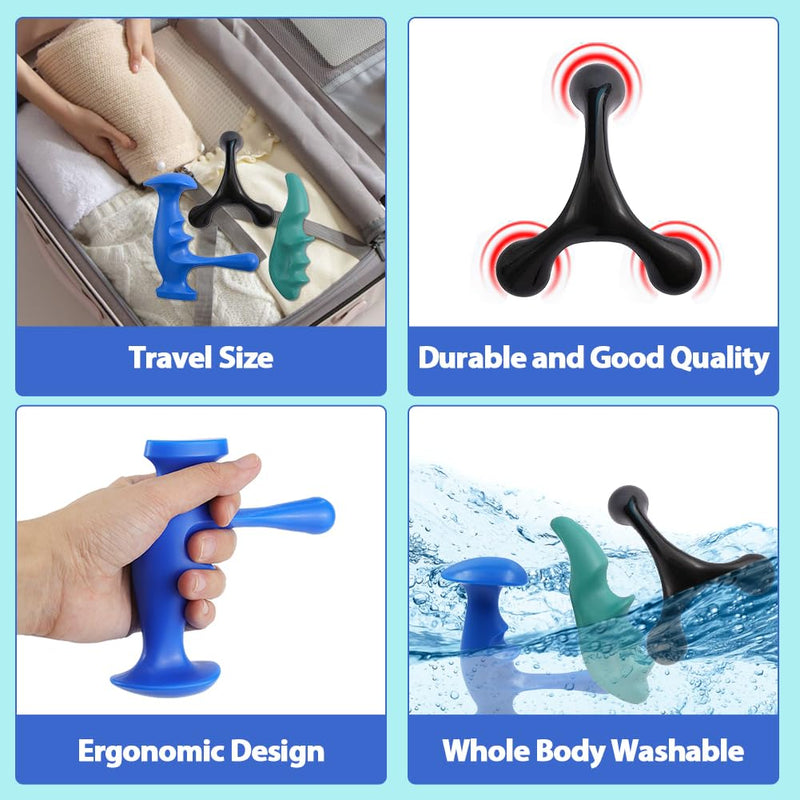 [Australia] - Abnaok Manual Trigger Point Massage Tool and Thumb Saver for Full Body Deep Tissue Massage, with 3-Legged Massage Knobs, Stress Relief 