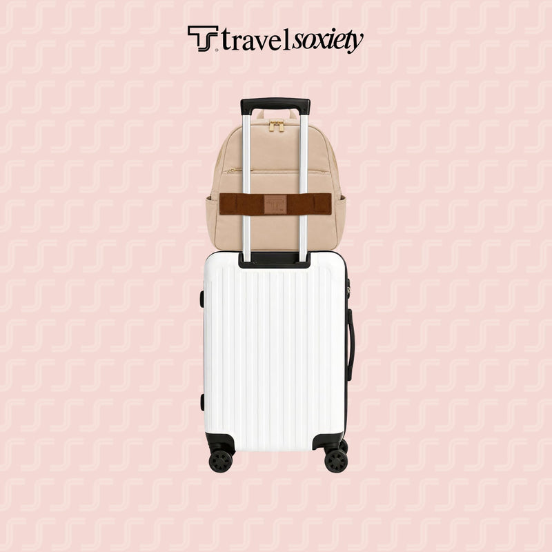 Trolley Strap, TSA Approved, Travel Accessory, Dark Brown | Magnetic, Over Suitcase Handle, Attaching Carry-On Bag, Add-a-Bag Sleeve for Tote, Backpack & Purse, Hands-Free, Neodymium