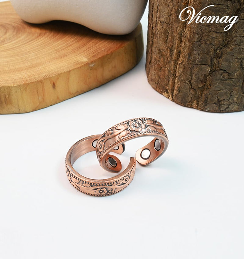 [Australia] - Vicmag Copper Magnetic Ring for Women Ring Ladies Fingers Thumb 99.9% Solid Pure Copper Gift 2PCS Adjustable 4X Copper 
