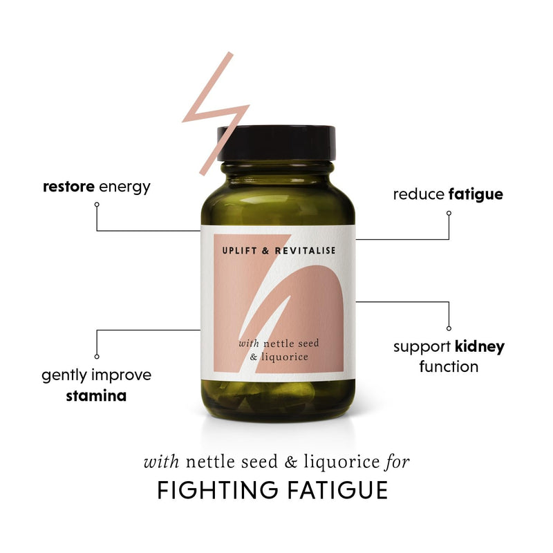 Nettle Seed & Reishi Supplement – Uplift & Revitalise 60 Capsule Jar - Rhodiola Rosea Capsules - Reishi Mushroom Capsules - Nettle Extract Supplement - Natural Energy & Fatigue Support for Adults
