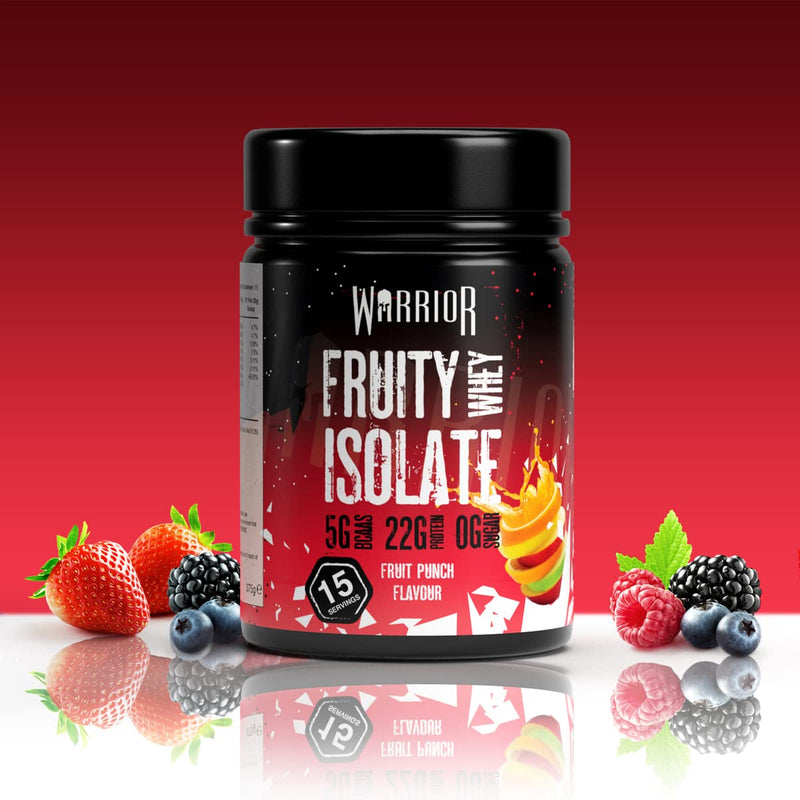 Warrior Fruity Whey Isolate – Clear Whey Protein Powder, 21g per Serving – Lean Muscle Growth Supplement – Light & Refreshing Post Workout Protein Shake, Low Sugar – 15 Servings (Fruit Punch, 375g) Fruit Punch 375 g (Pack of 1)