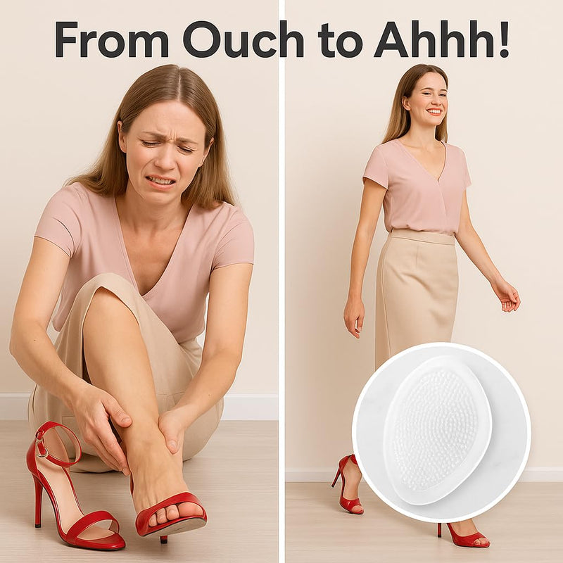 [Australia] - Metatarsal Foot Pads for Women (4 Pads) Cushioned High Heel Inserts for Ball of Foot Pain Relief (Clear) Clear 4 