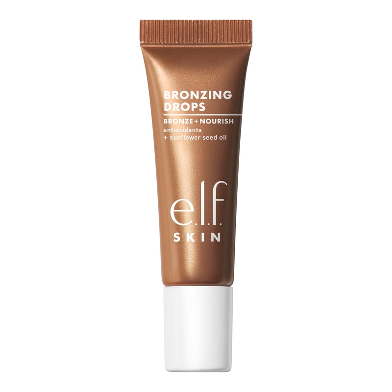 e.l.f. SKIN Bronzing Drops Mini, Liquid Face Tinted Serum with Vitamin E & Sunflower Oil, Vegan & Cruelty-Free, Pure Gold 0.33 Fl Oz (Pack of 1)