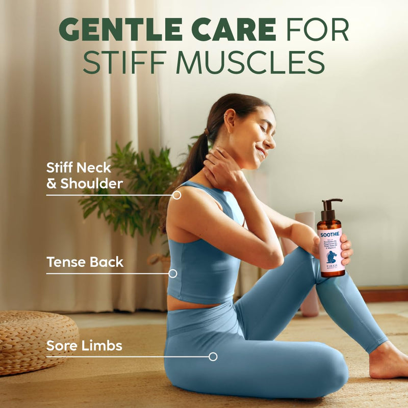 KUKKA Soothe Massage Oil for Muscle Relaxing - 6.76 fl oz - Instantly Comforts for Full Body Relaxation - Warming Sensation with Peppermint Eucalyptus - Infused with Vitamin E and Natural Extracts 6.76 Ounce (Pack of 1)