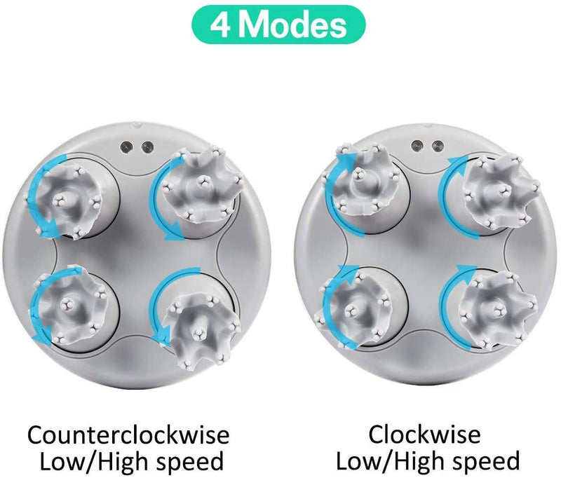 [Australia] - LATME Scalp Massager with 4 Replacement Massage Heads Portable Head Scratcher with Tissue Kneading Nodes Gifts Idea Stress Release Massager for Muscles Shoulder Calf 