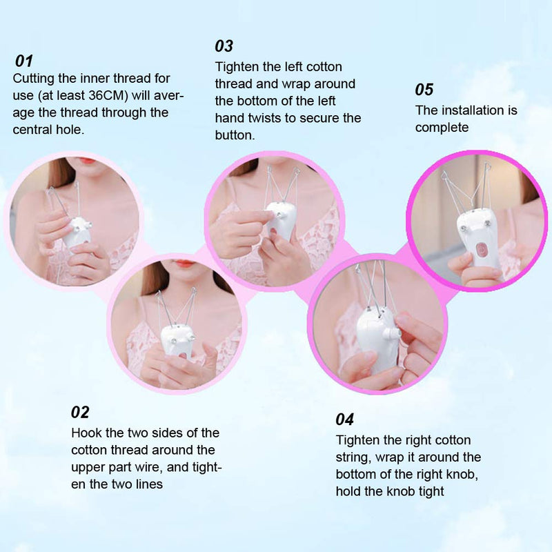 [Australia] - Threading Hair Removal, Hair Removal Device, Electric Threading Epilator USB Hair Remover for & Body Hair Removal with Cotton Thread Roll (Pinks) 