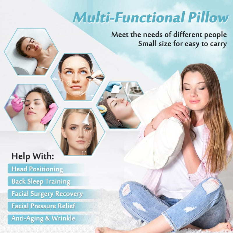 [Australia] - AOSSA Beauty Pillow for Back Sleeping – Anti-Wrinkle Aging Pillow, Head Support Trainer for Upright Sleep & Post-Surgery Recovery, Face Up Positioning Pillows for Wrinkle Prevention (White) White 