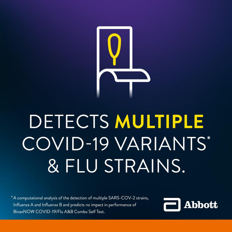 BinaxNOW COVID-19/Flu A&B Combo Self Test, Reliable COVID/Flu Home Test With 15 Minute Results, 2 Tests