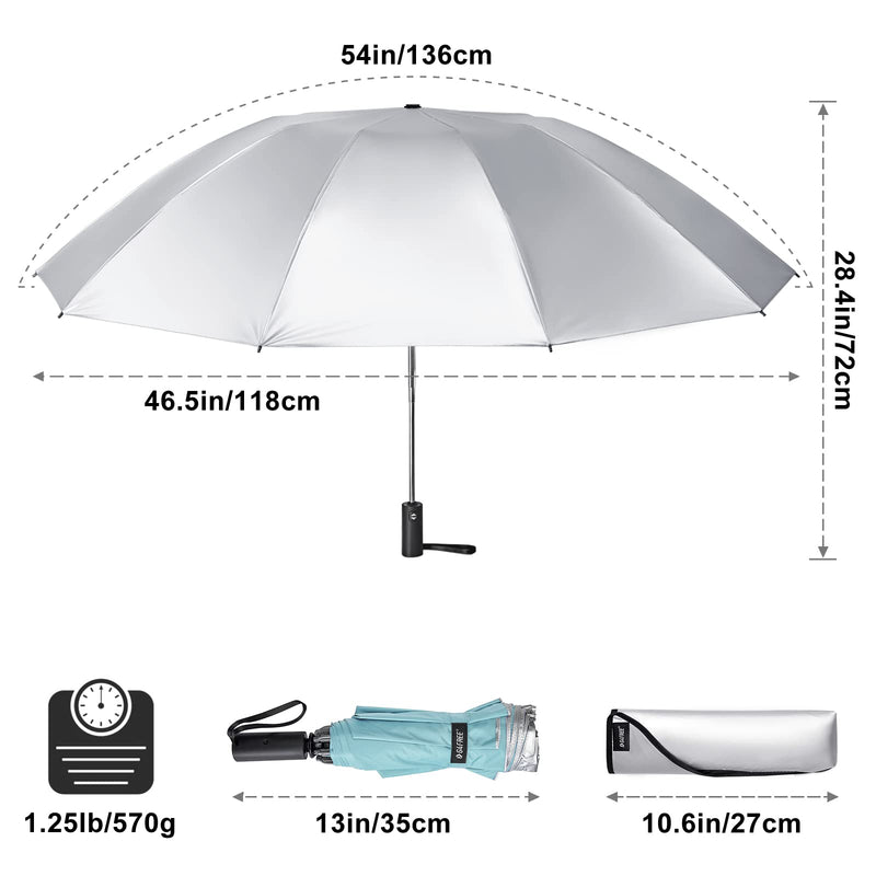 G4Free 2 Pack UPF 50+ UV Protection 54 Inch Large Reverse Travel Umbrella, 10 Ribs Windproof Compact Sun Blocking Inverted Car Umbrellas Automatic Open Close