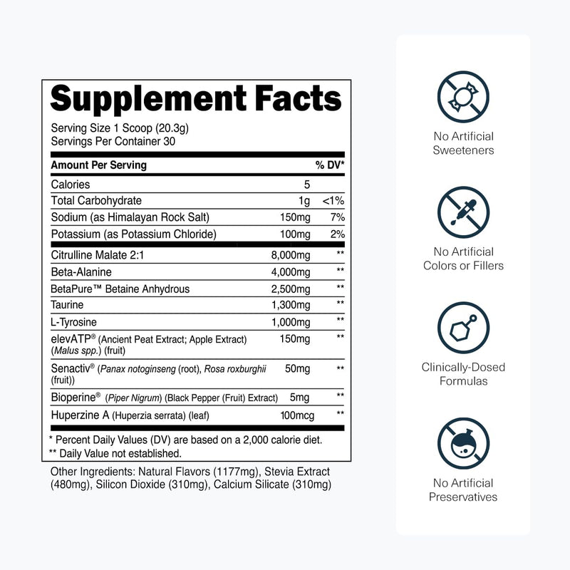 Transparent Labs Stim-Free Pre-Workout - Caffeine & Stim Free Pre Workout Powder for Men and Women with Beta Alanine Powder, Citrulline Malate, & elevATP - 30 Servings, Blue Raspberry