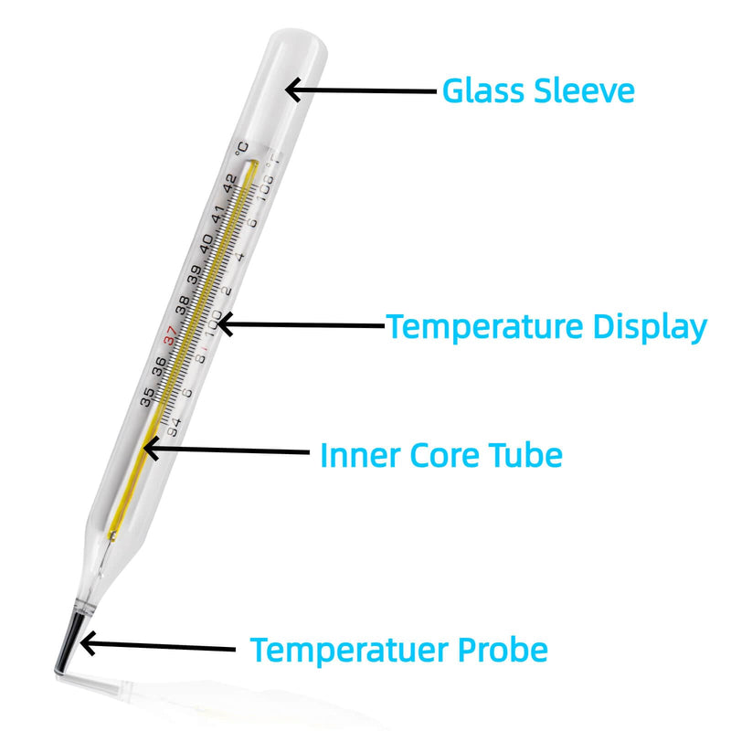 [Australia] - ℃&℉ Glass Thermometer for Underarm 2PCS - Basal Body Thermometer - Fever Thermometer - Accurate Easy Reading by HARIKA LIFE 