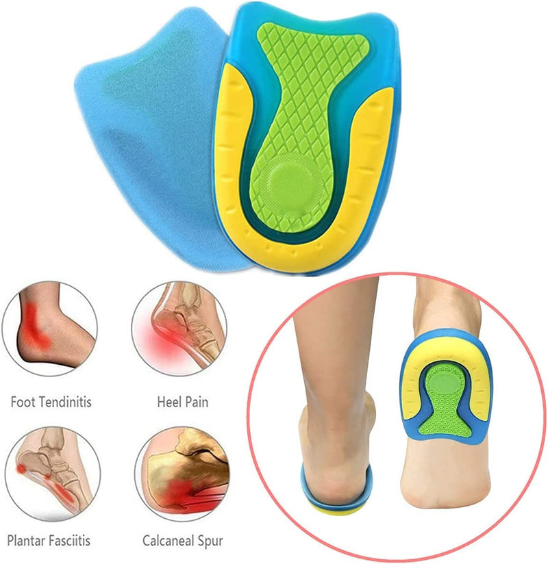 [Australia] - 2 pairs of silicone gel heel pads, heel spur insoles, orthopedic heel cushions, soft gel insoles to relieve plantar fasciitis, heel spurs and Achilles pain (blue, L (40-45)) L (40-45) blue 