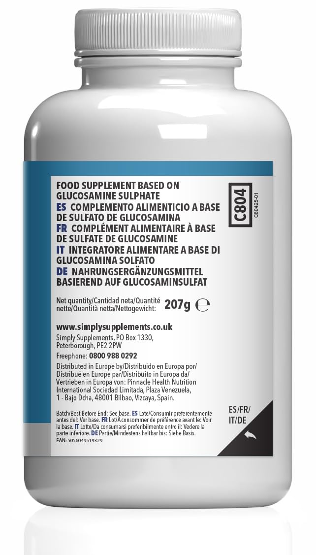 Glucosamine Sulphate 2KCl 1000mg | Designed for Active Lifestyles | 180 Capsules = 6 Months’ Supply | Convenient One-a-Day Formula | GMP-Certified & UK-Made Unflavoured 180 count (Pack of 1)