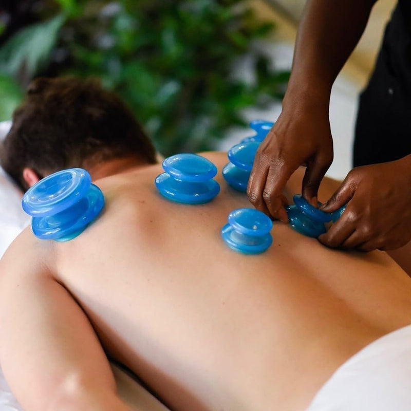 [Australia] - LURE Essentials Edge Cupping Therapy Set - Silicone Cupping Kit for Massage - 4 Cups for Cupping Therapy (Blue, 4 Piece Assortment) Blue 