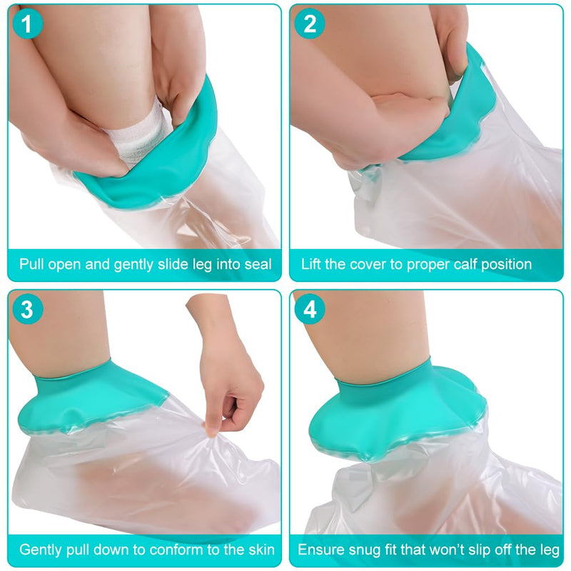 [Australia] - 2PK Waterproof Leg Cast Cover for Showering - Reusable Shower Sleeve for Ankle After Surgery, Watertight Non-Slip Adult Fracture Protector Bag, Water Proof Medical Covers for Heel/Foot/Wound/Bandages Ankle-green 2PK-Opening: 9–14in 