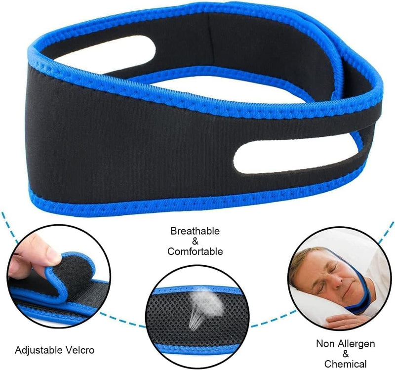 [Australia] - Anti Snoring Chin Strap Effective Stop Chin Strap for Men Women, Anti Snoring Devices for Sleep Adjustable and Breathable Anti Snore Devices Snoring Reduction Stop Snoring Aids for Better Sleep (Blue) 