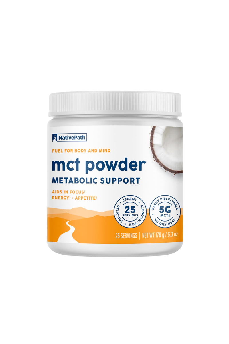 [Australia] - NativePath MCT Oil Powder Supplement - Unflavored MCT Powder with Keto-Friendly C8 MCTs. Free of Dairy, Gluten and GMOs, 25 Servings 