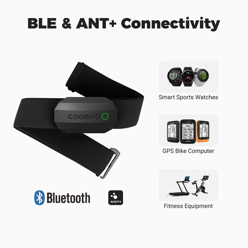[Australia] - COOSPO Bluetooth Heart Rate Monitor Chest Strap H808S, ANT+ BLE HR Monitor Chest, HRM IP67 Waterproof, Use for Running Cycling Gym and Other Sports H808S Black 