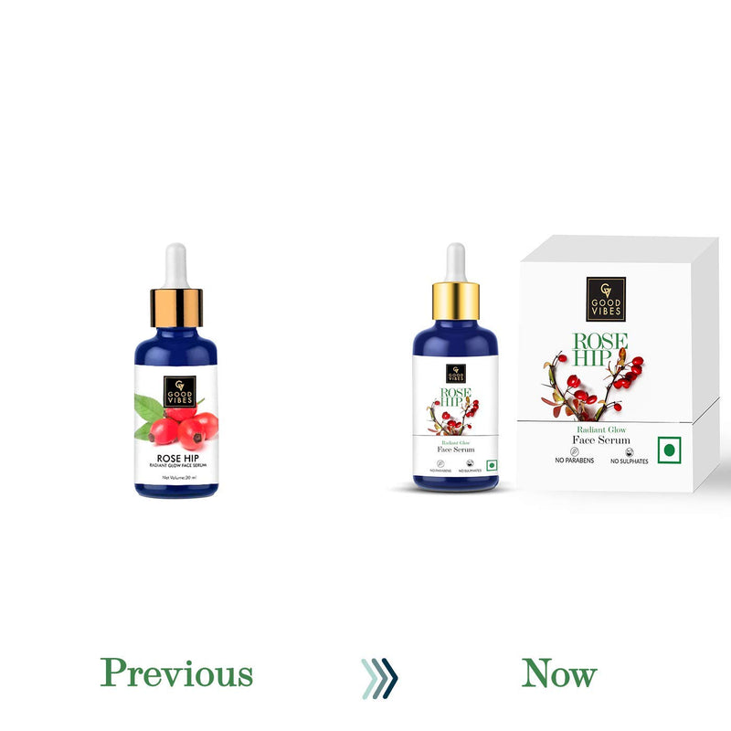 Good Vibes Rosehip Face Serum | Radiant Glow Formula for Clear, Smooth Skin | Hydrating Anti-Aging Facial Serum with Vitamin A & C | No Parabens, No Sulphates | All Skin Types | 1.01 Fl Oz (30ml) 1.01 Fl Oz (Pack of 1)