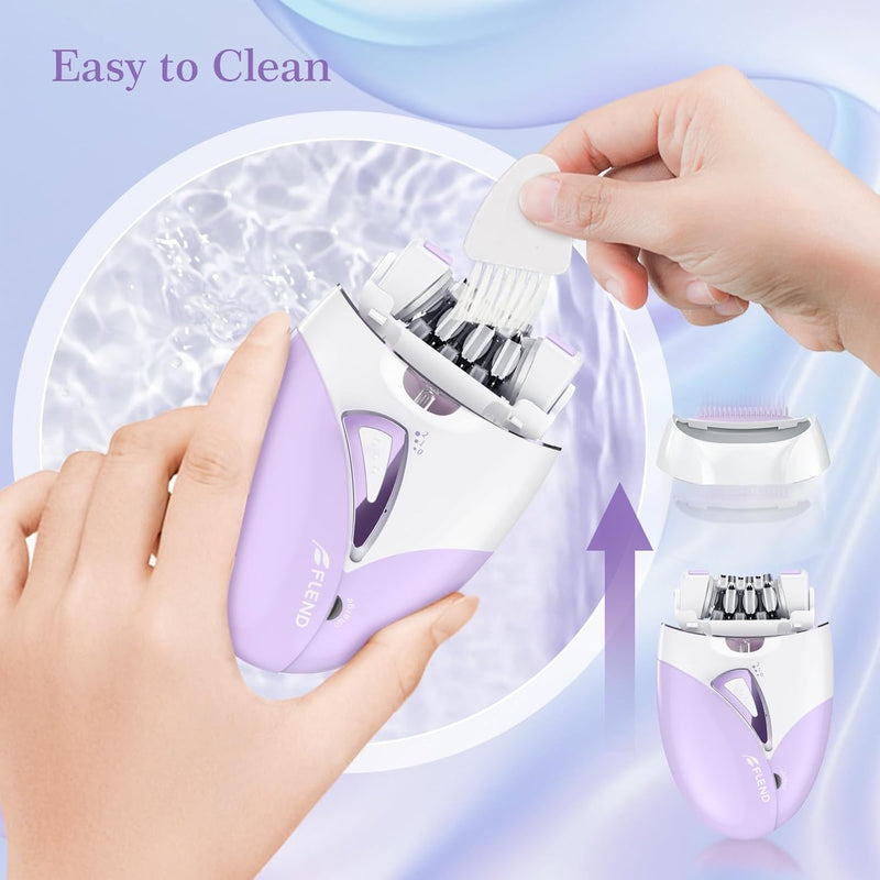 [Australia] - Epilator, Epilators Hair Removal for Women - 2-Speed Epilator with Massage Pad, Rechargeable LED Hair Removal Device for Face/Bikini/Arms/Legs/ Purple 
