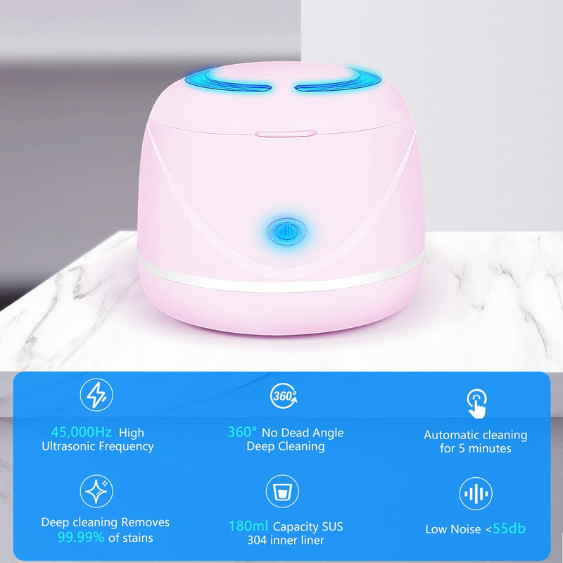 [Australia] - Ultrasonic denture cleaner for dentures, mouth guards, toothbrush heads, jewelry - 45 kHz Ultrasonic Retainer Cleaner (Pink) Pink 